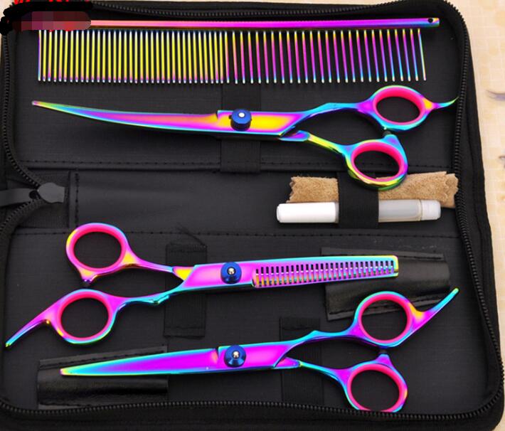 Professional Pet Grooming Scissors Set – Dogs – 4CR Stainless Steel, 17.5cm, 20-30% Thinning