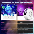 Kids Ocean Wave Night Light Projector – 7 Themes Rotating Ceiling Lamp USB Powered