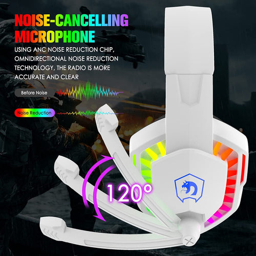 Wired Gaming Headset with RGB Backlight | Stereo Sound, Noise-Cancelling Mic | PS4, Xbox, PC