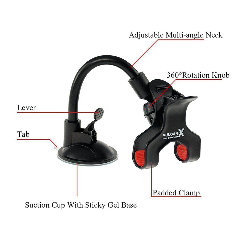 Universal 360° Rotatable Car Phone Holder – Strong Suction Mount Gooseneck